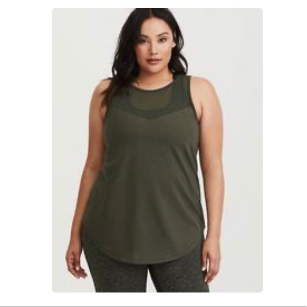 Torrid Green Mesh Active Tank Size 2